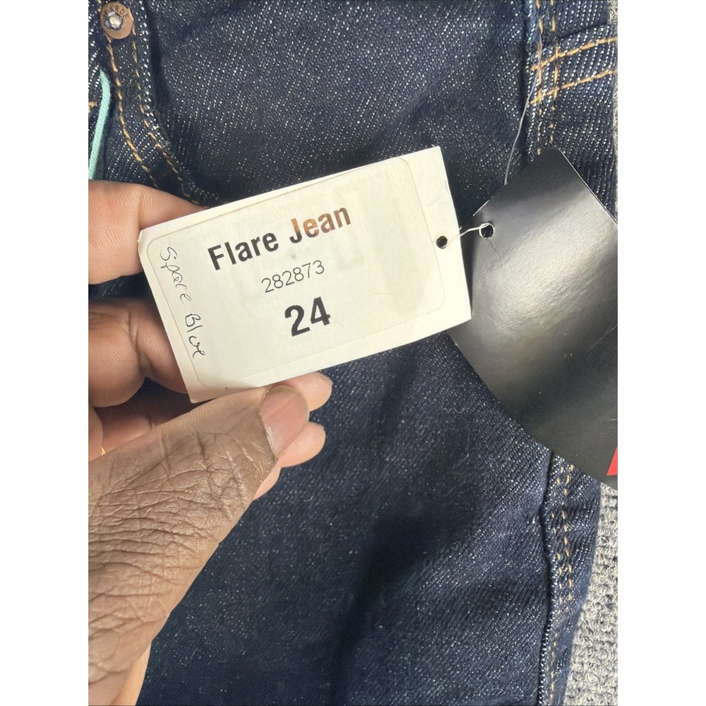 LuLaRoe Flare Jeans High Rise Dark Wash Space Blue Denim Size 24 Womens NEW - Picture 4 of 11